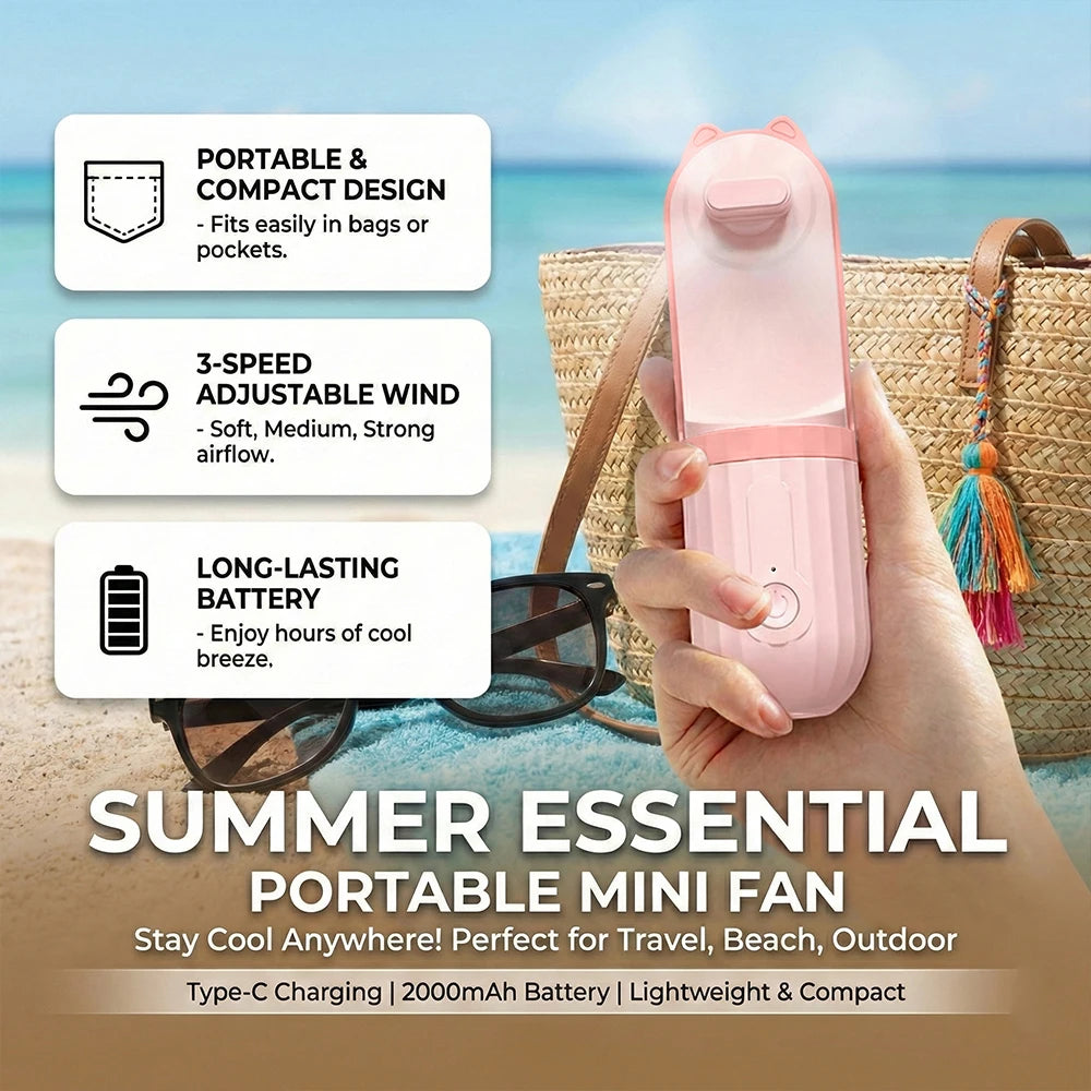 Mini handheld small fan lighting high wind outdoor silent charging fan small compact outdoor travel fan