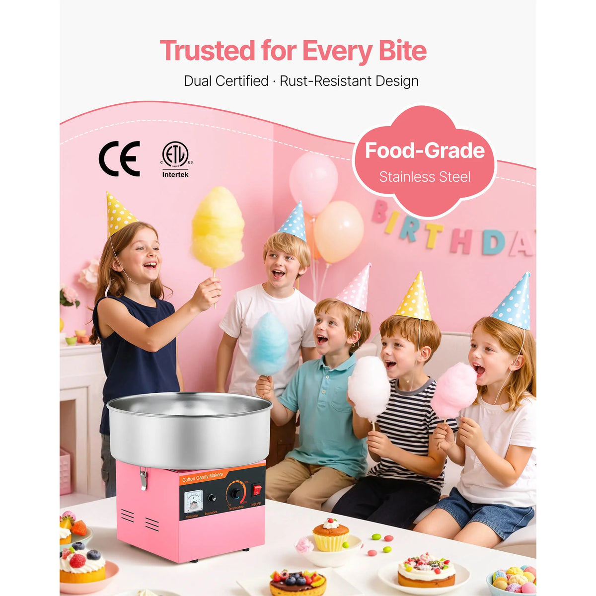 SucceBuy Commercial Electric Cotton Candy Machine for Home Parties