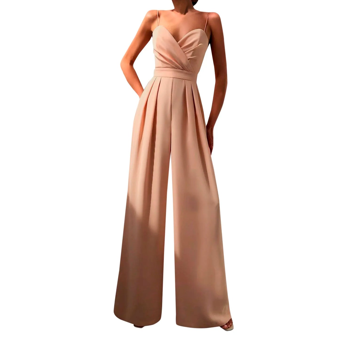ZOMAXIUJEE Women Sleeveless Jumpsuit High Waist Wide Leg Pants