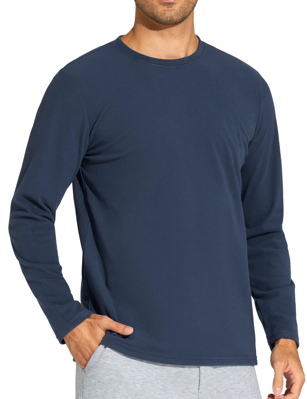 THE GYM PEOPLE Men's Long Sleeve Base Layer Thermal Shirts Stretchy Crewneck Basic Casual Pullover Undershirt Tee Tops