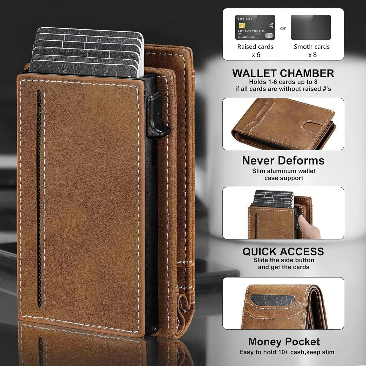 Card Wallet For Men Slim: Smart Rfid Minimalist Front Pocket Pop Up Wallet with ID Window