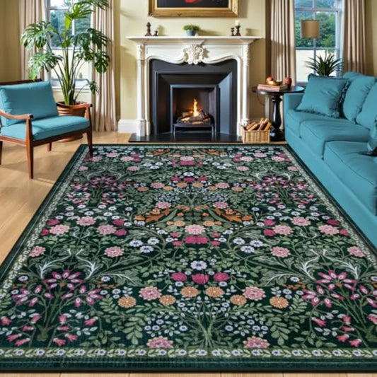 Floral Vintage Area Rug For Living Room Soft Low Pile