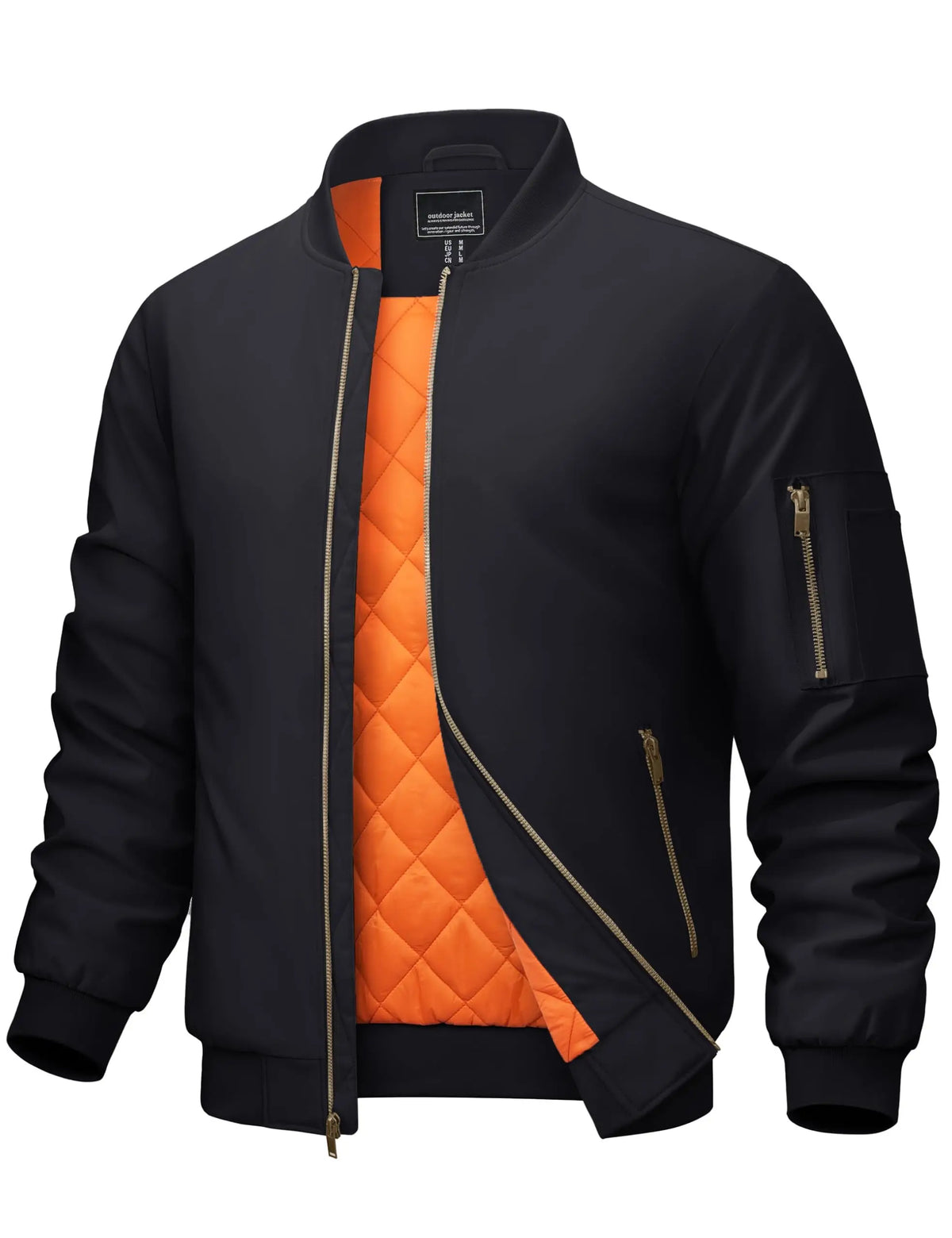 Cavva Men's Padded Windbreaker Jacket With Zipper Pockets For Travel