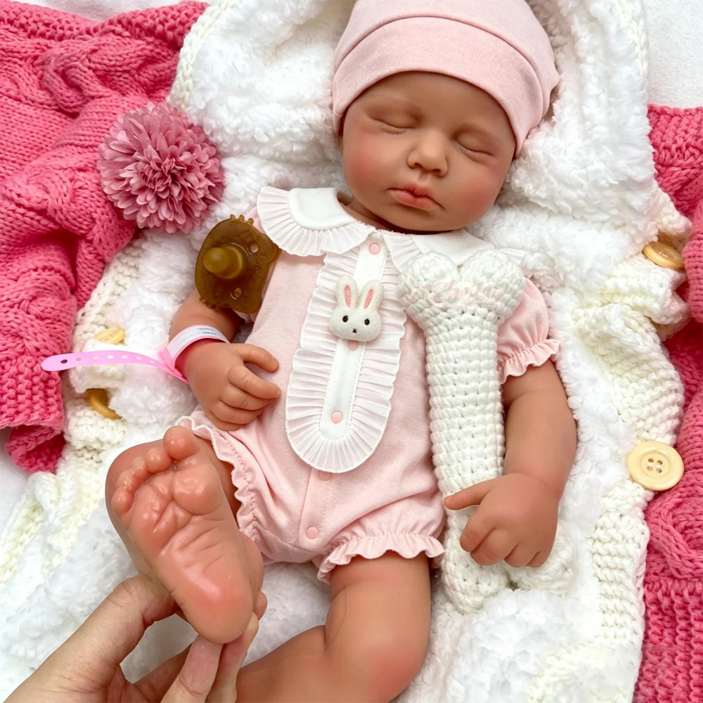 20inch Can Open Mouth Loulou Silicone Reborn Doll Realistic Full Body Fine Details Premium Model for Educational Training and Display