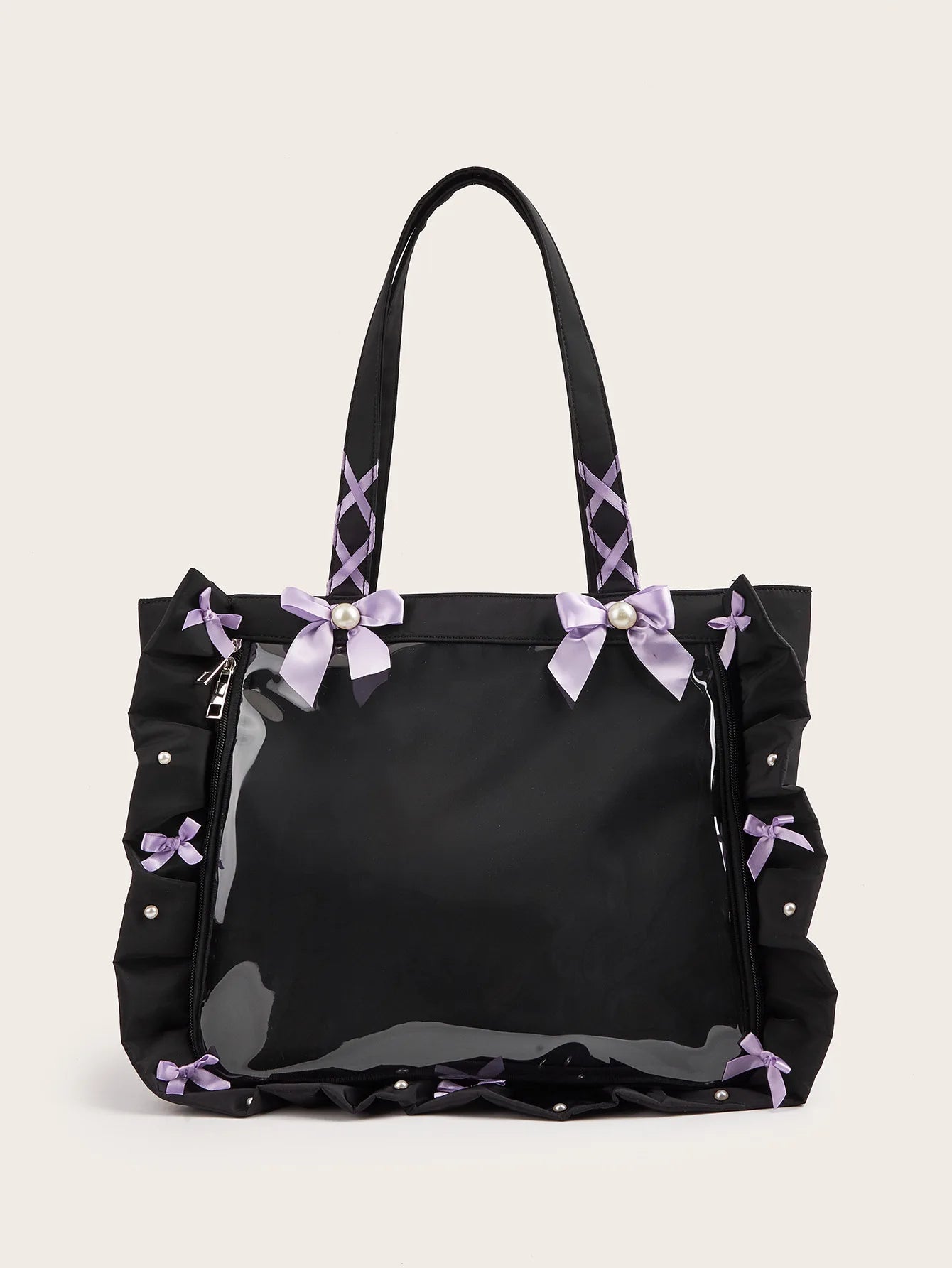 Transparent Fairy Bow Ita Bag High Capacity PU Leather Underarm