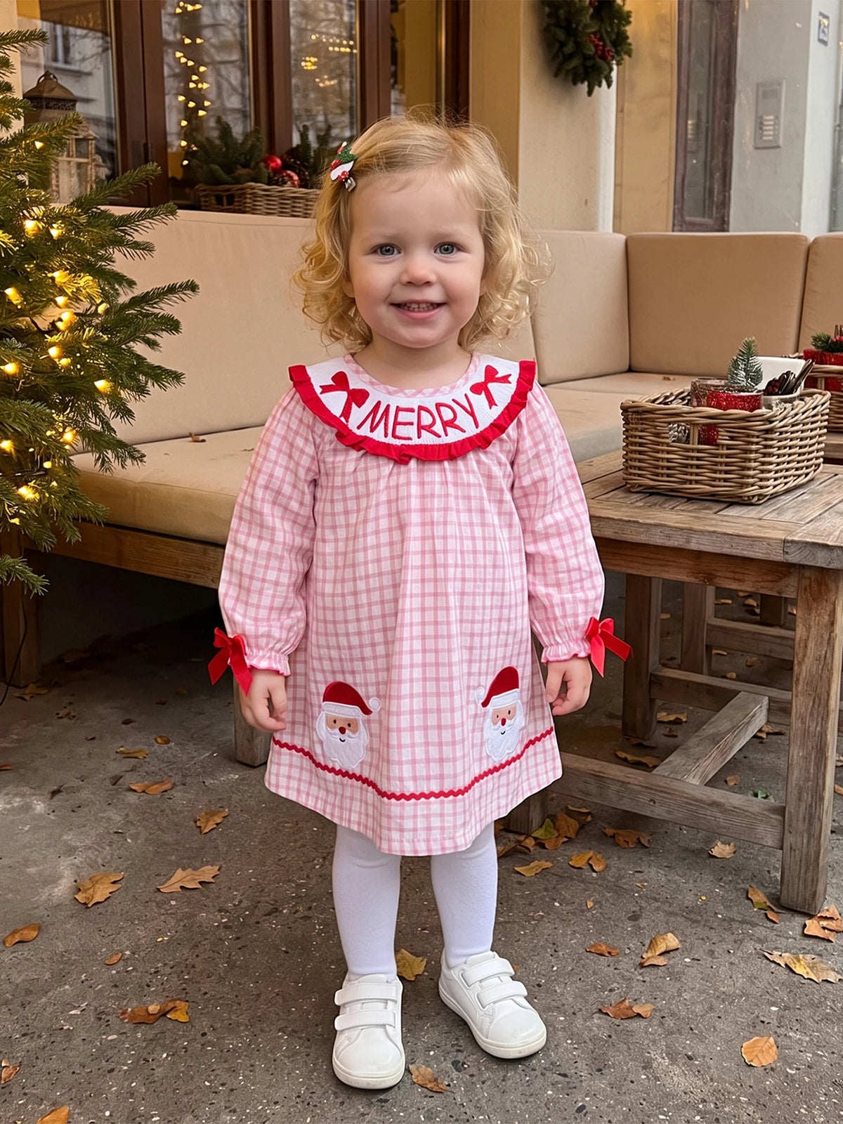 Christmas Plaid Dress Plaid Santa Claus Patch Santa Santa Claus Kids Girl Claus Patch Fall Kids Girl Christmas