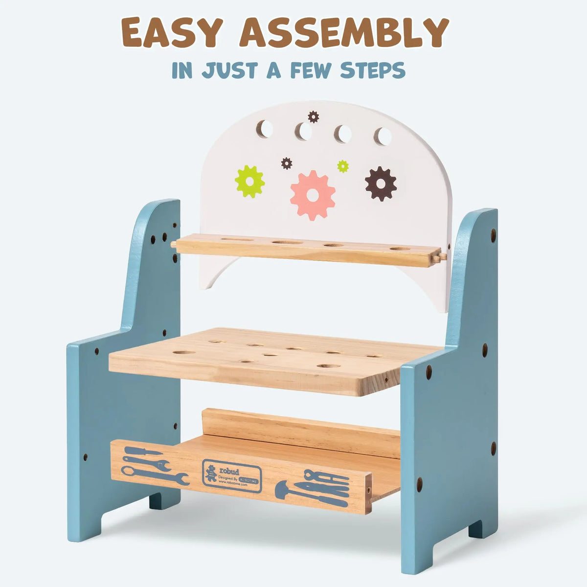 ROBUD Mini Wooden Play Tool Workbench Set Role Play Set Montessori Toys Ideal Birthday Gift for 3+ Years Old Boys Girls