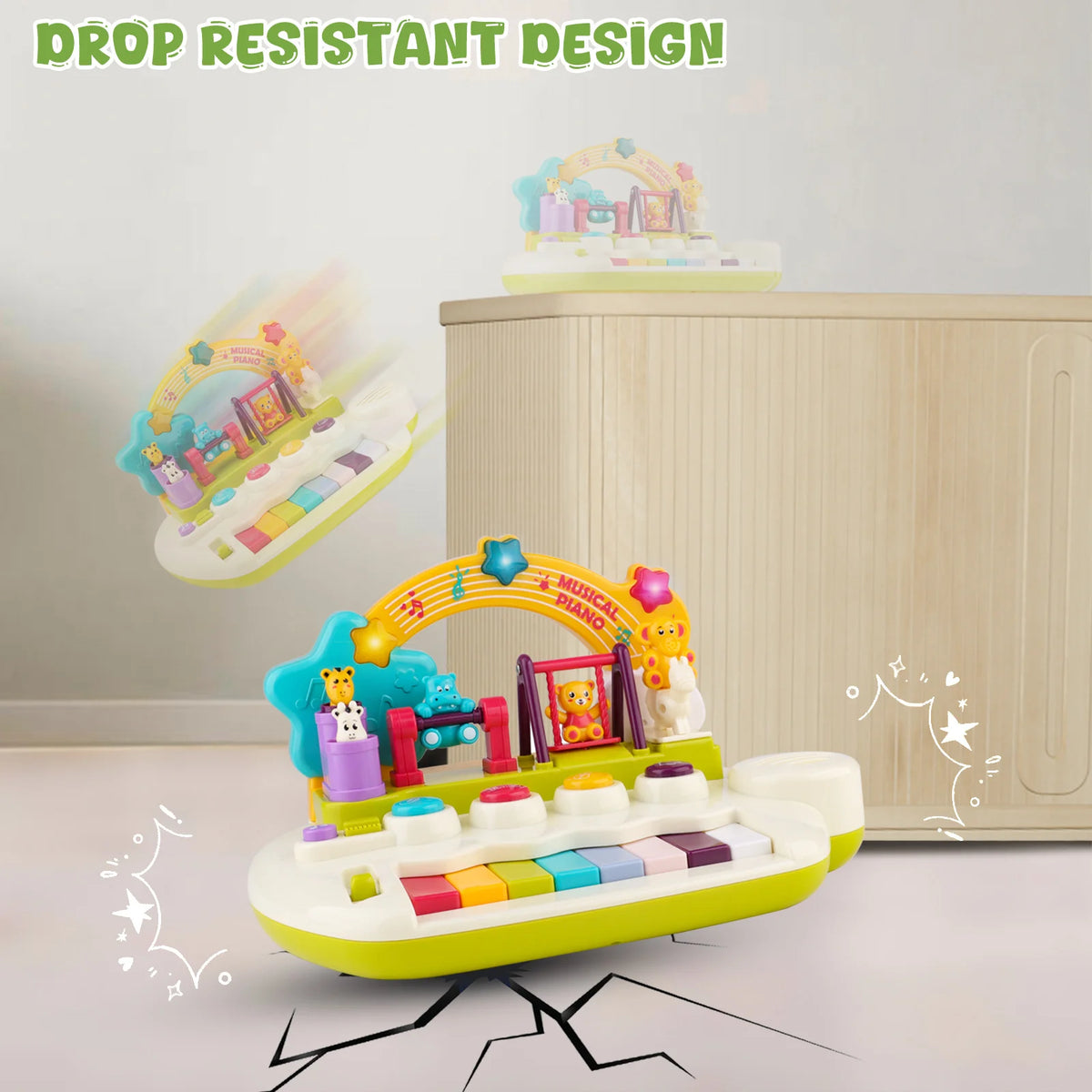 aby Piano Toys for 1+ Years Old Birthday Gifts Animal Light Up Musical Toy Music Toy Instruments Piano Keyboard Toy for Toddlers Infant Learning Educational Interactive Toys 3+ Months