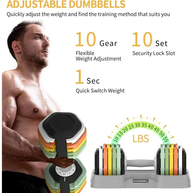 Adjustable Dumbbells Set 25 And 55 Lbs Pair For Strength Training