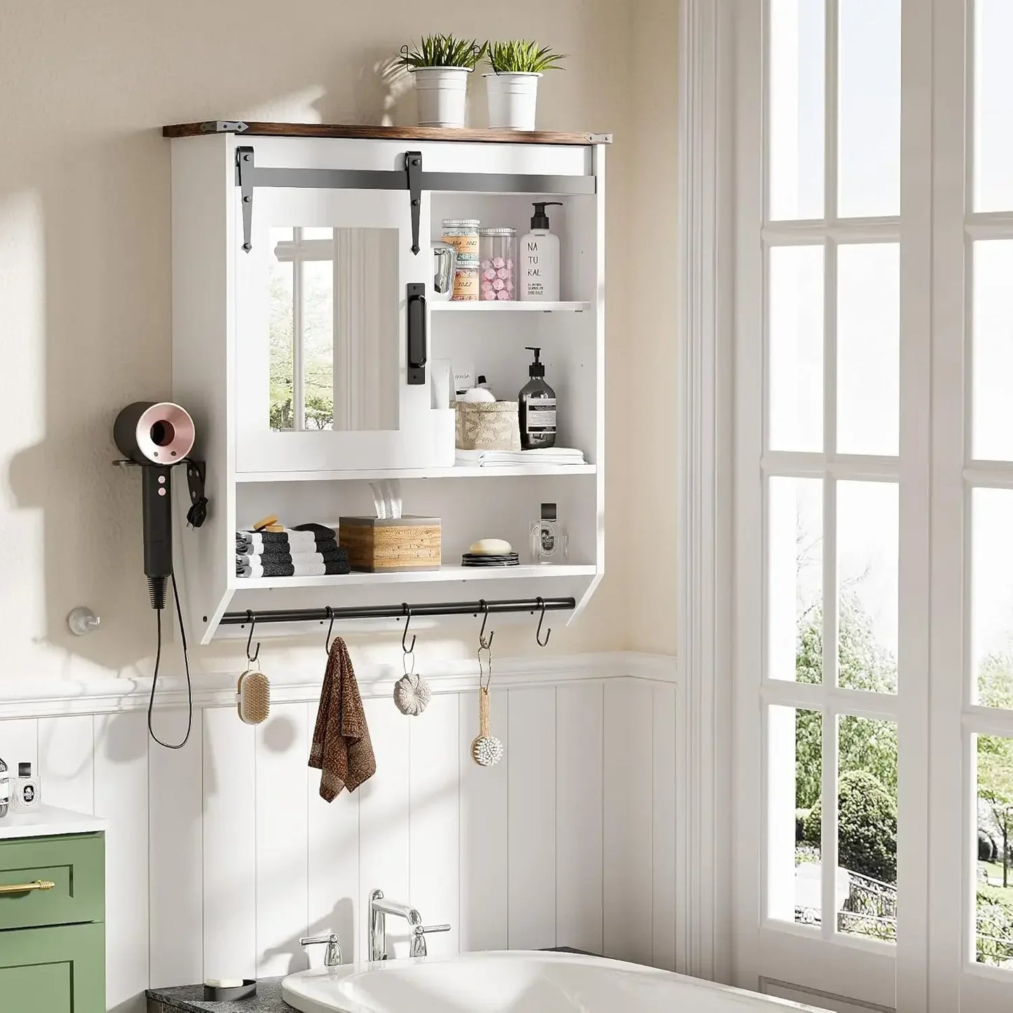 Bathroom Round Wall Mounted Medicine Cabinet With Mirror And Shelves