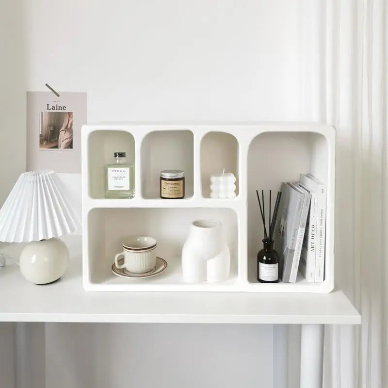 Bymaocar Wall Mounted Storage Cabinet Floating Shelf With 5 Compartments