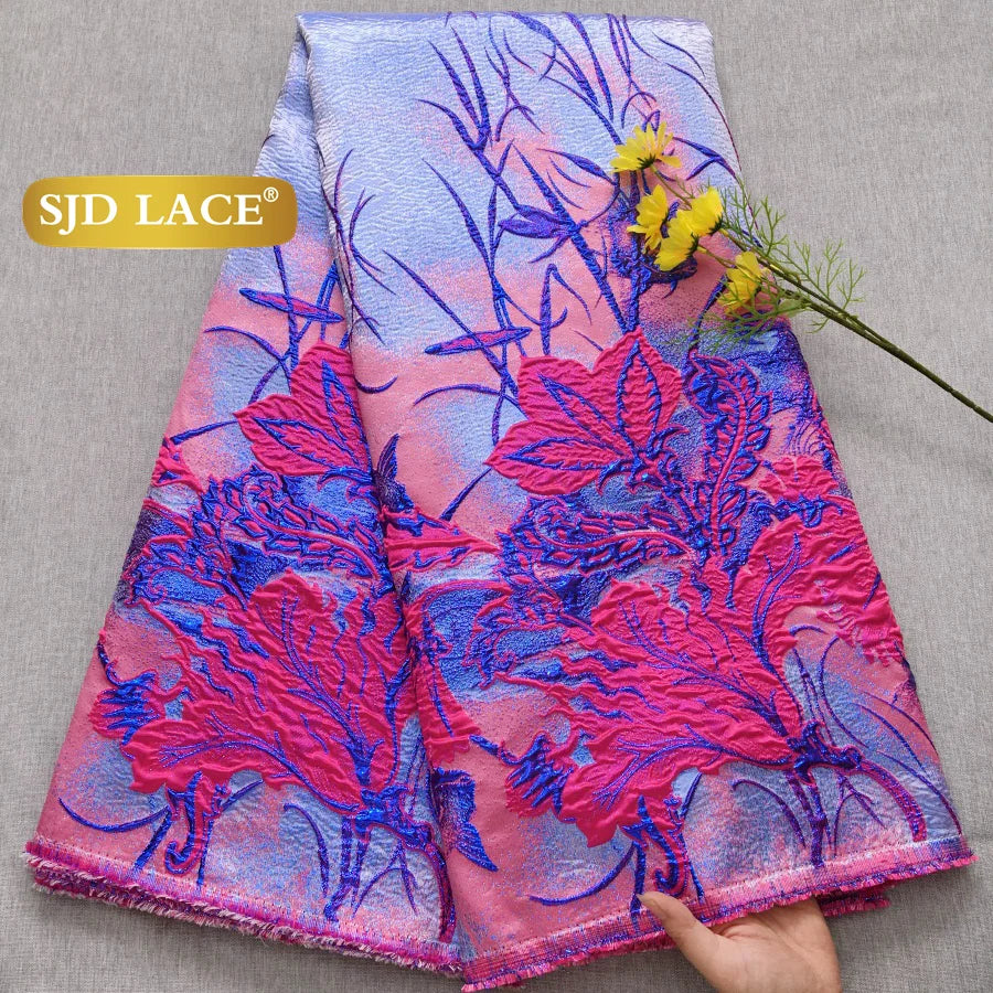 Nigerian Brocade Lace Damask Fabrics African Jacquard For Women Dresses