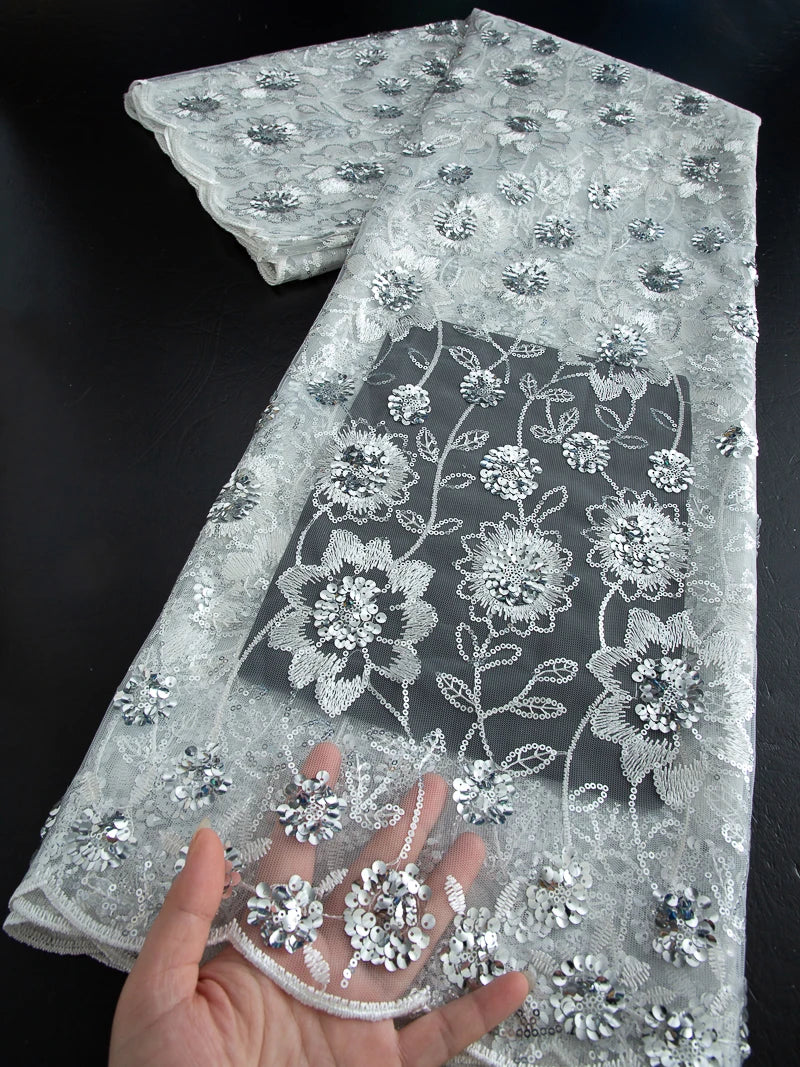 JiaDong Beaded Lace Fabric With Sequins For Party