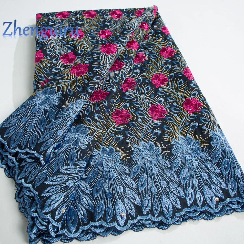 African Lace Fabric Swiss Voile Cotton Embroidered Nigerian Lace 5 Yards