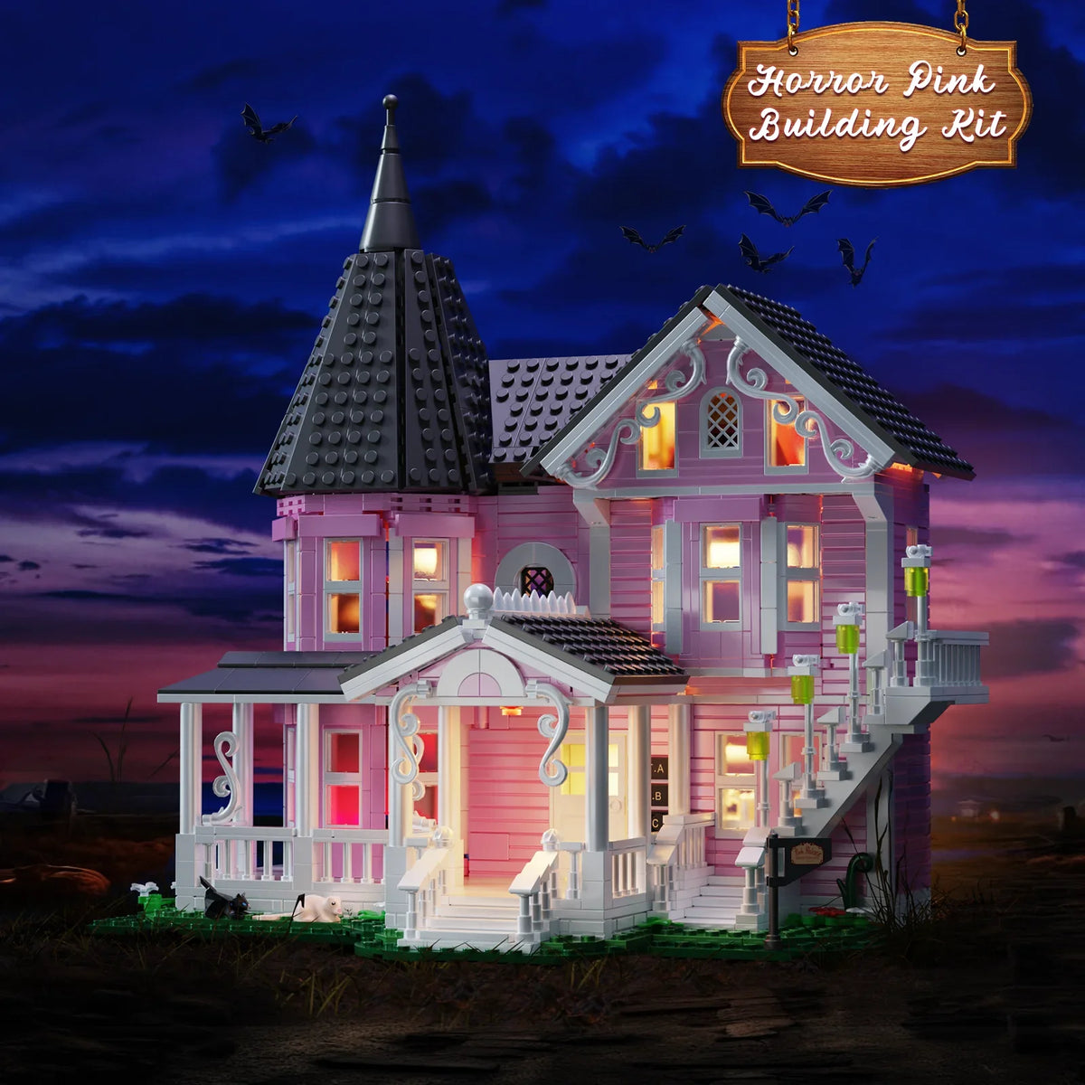 1349 PCS Coralines Building Block Set Pink Palace Model Apartment Ideas Movie Architecture Toy for Boys and Girls Gift