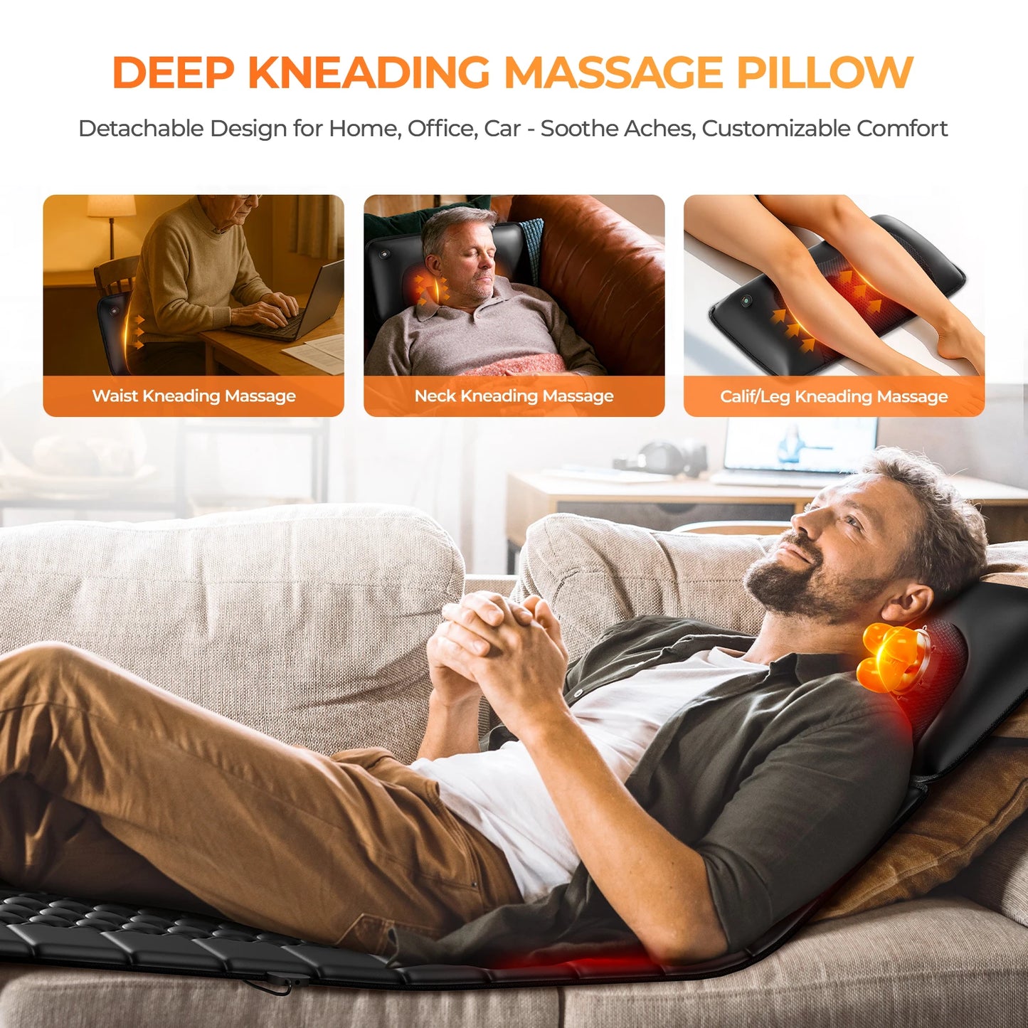 HOMEMASSA Shiatsu Full Body Massage Mat With Heat And Detachable Pad