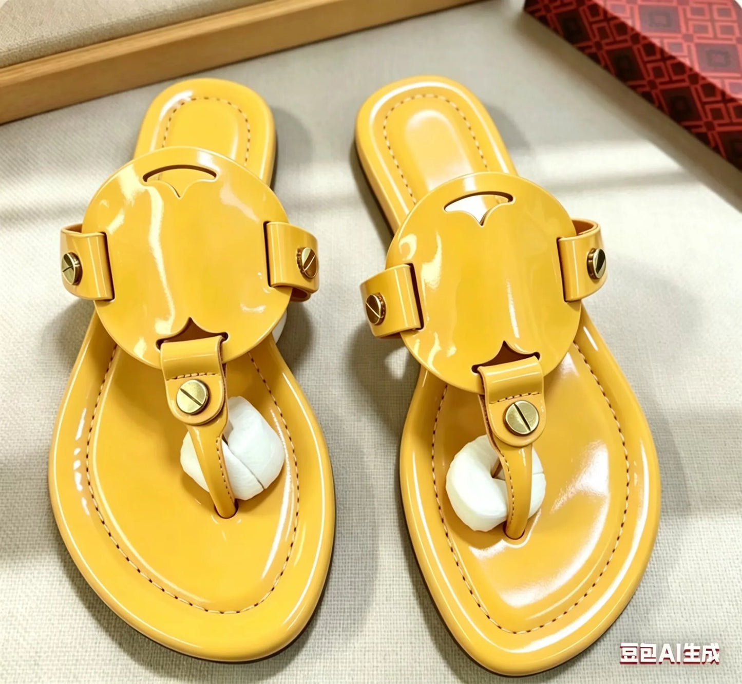 Women's Flat Sandals Summer Fashion Slip-On Slippers Square Toe Open-Toe Design, Suitable for Everyday Women Wear Flat Slippers