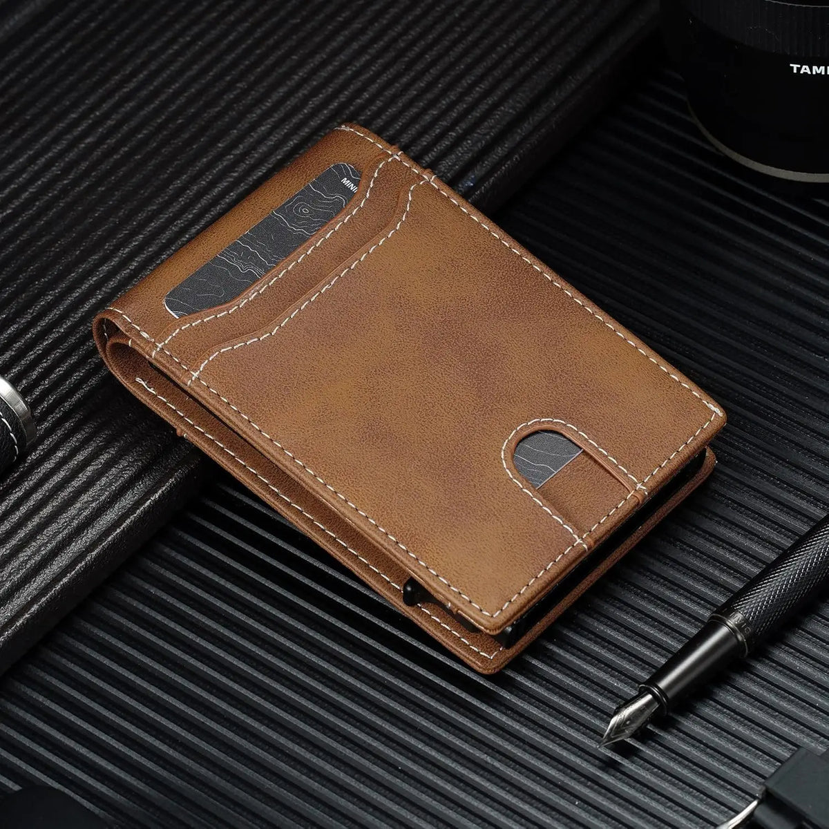 Card Wallet For Men Slim: Smart Rfid Minimalist Front Pocket Pop Up Wallet with ID Window