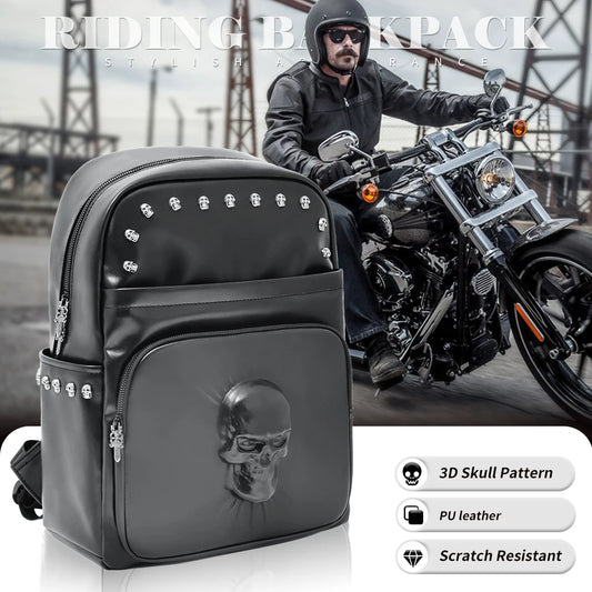 Motorcycles Accessories Bag 3D Skull PU Leather Bag Waterproof Men Women Motocycle Motorcycle Backpack Travel Bag Large PU leather