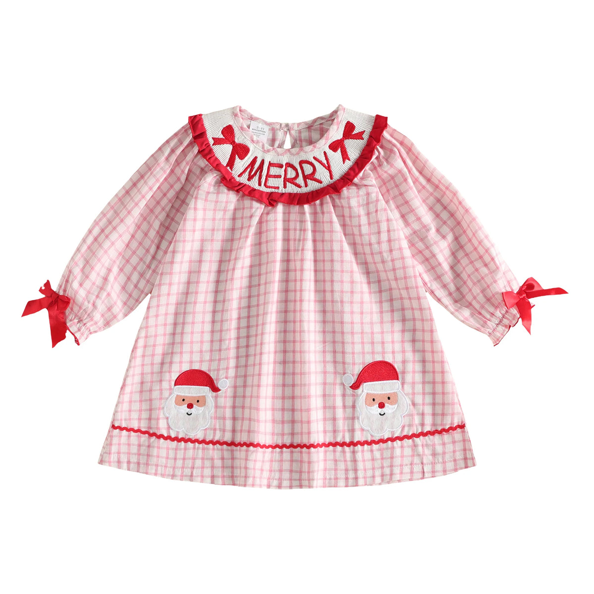 Christmas Plaid Dress Plaid Santa Claus Patch Santa Santa Claus Kids Girl Claus Patch Fall Kids Girl Christmas