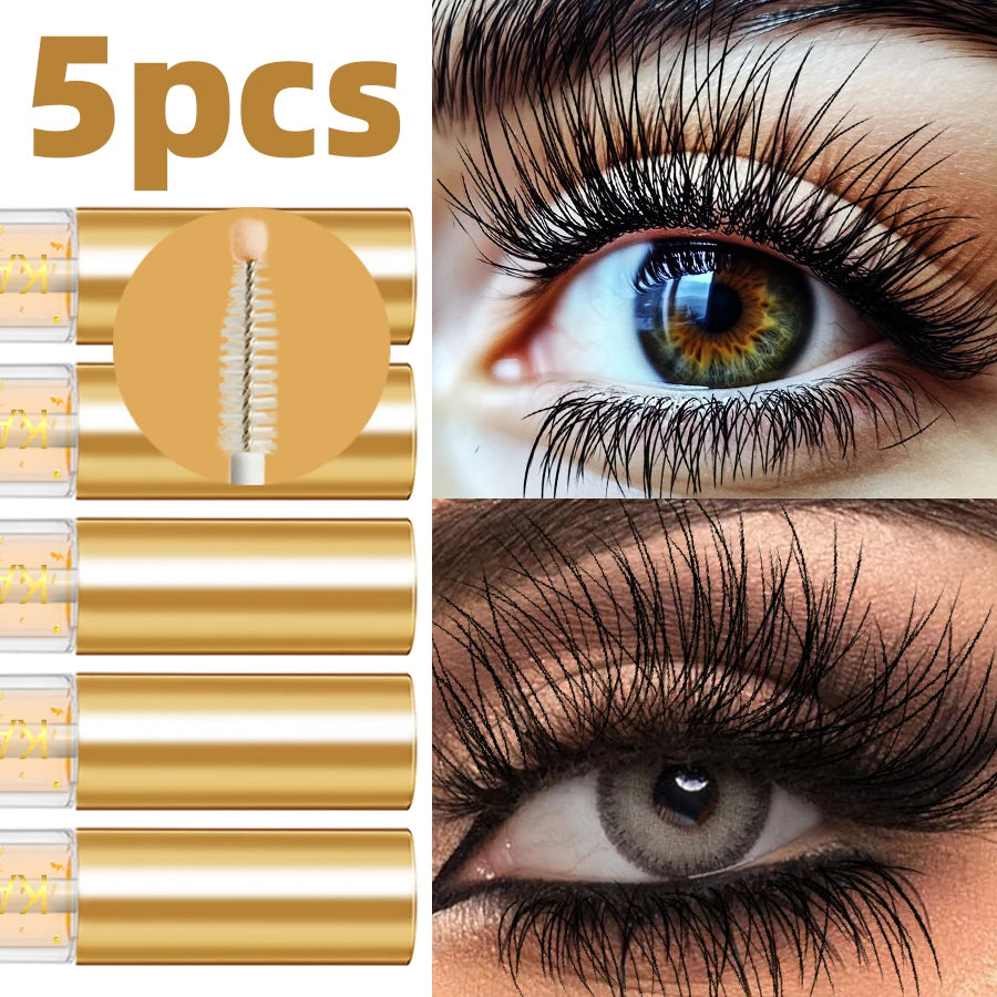5pcs Nourishing Eyelash and Eyebrow Enhancer Serum Transparent Natural Ingredients for Longer Fuller Thicker Eyebrows Eyelash Korean Makeup Eye Cosmetic for Women Gifts Eye Tools Beauty
