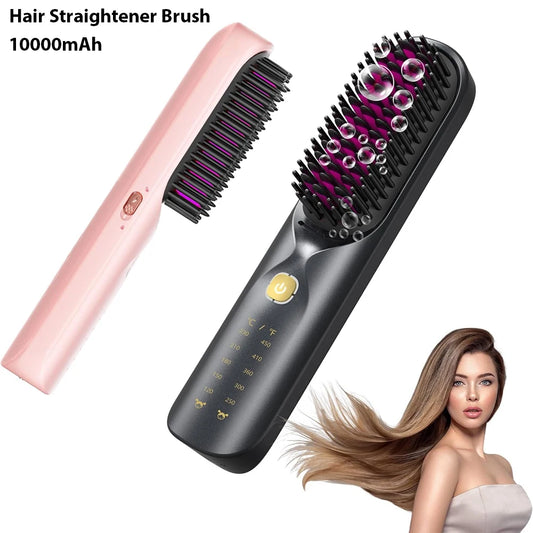 BOPCAL Cordless Hair Straightener Portable Brush With 30s Fast Heating