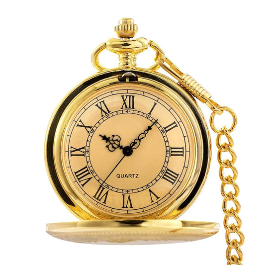Steampunk Vintage Roman Numerals Quartz Pocket Watch Necklace Pendant
