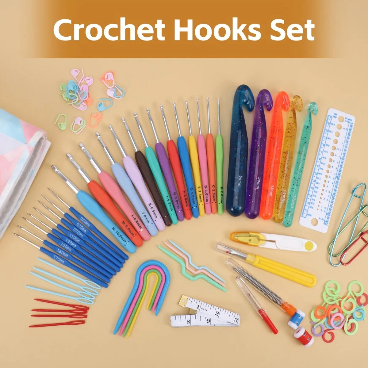 Ergonomic Crochet Hook Set with Storage Bag and Crafting Accessories