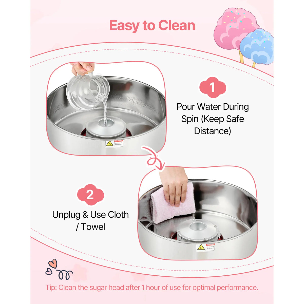 SucceBuy Commercial Electric Cotton Candy Machine for Home Parties