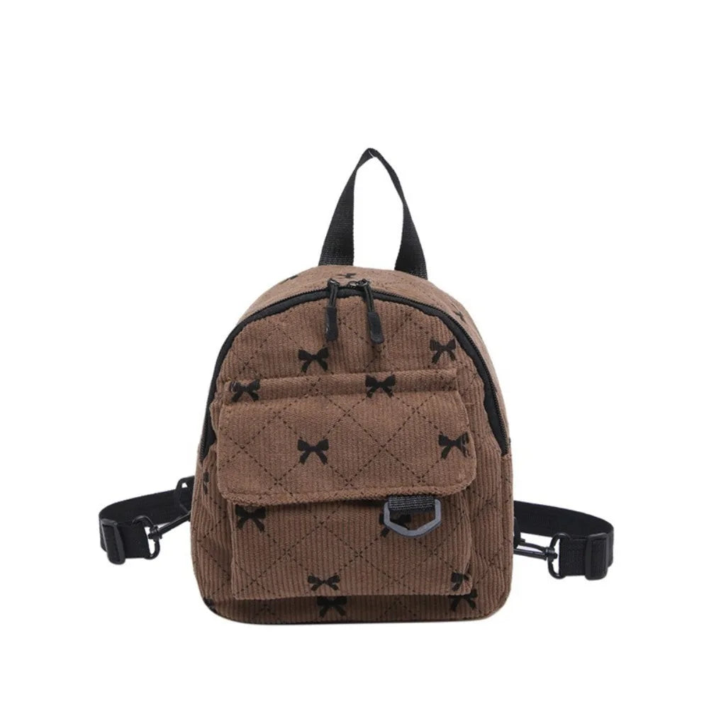 Mini Backpack Bowknot Printed Cosmetic Shoulder Bag Travel Storage