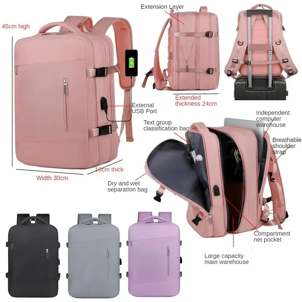 Unisex Travel Backpack With Laptop Compartment And Multiple Pockets