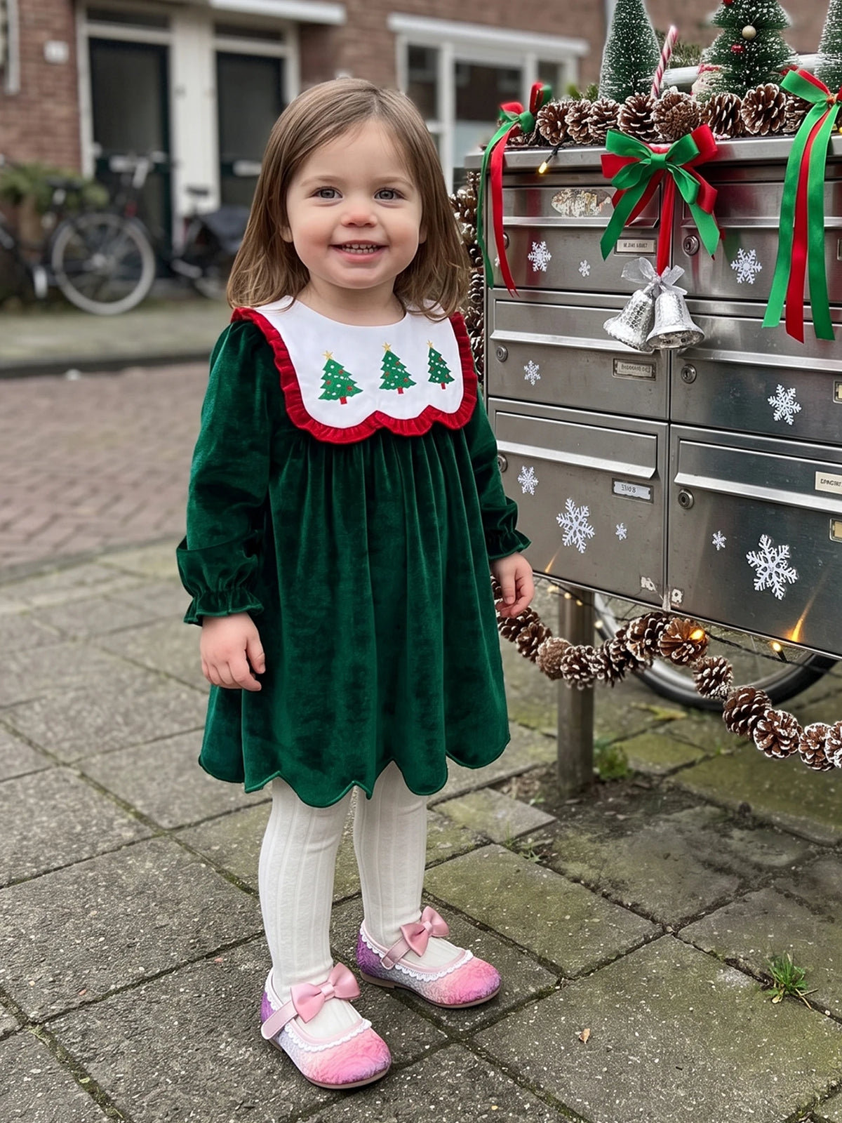 Girl Christmas Toddler-Baby Crew Toddler Baby Girl Dress Embroidery Baby Baby Girl Toddler Baby Girl