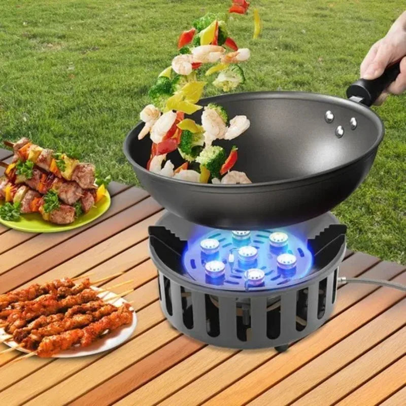 Portable Camping Stove With 3 Adapters 72000 BTU Windproof Electronic Ignition