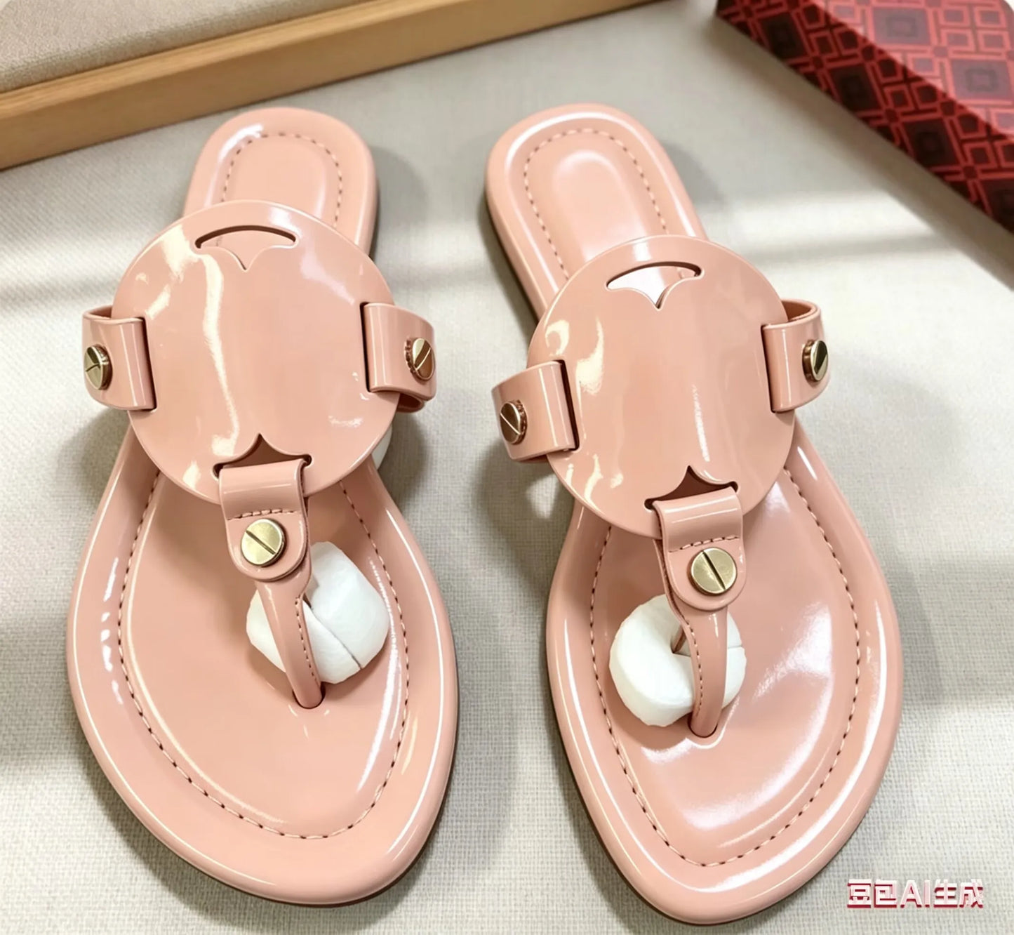 Women's Flat Sandals Summer Fashion Slip-On Slippers Square Toe Open-Toe Design, Suitable for Everyday Women Wear Flat Slippers