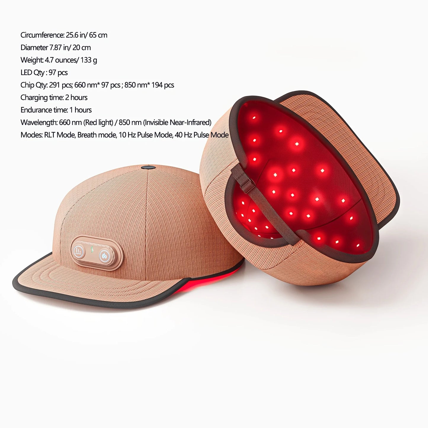 XceeFit Cordless Heating Cap With 660nm 850nm Infrared Therapy Timer
