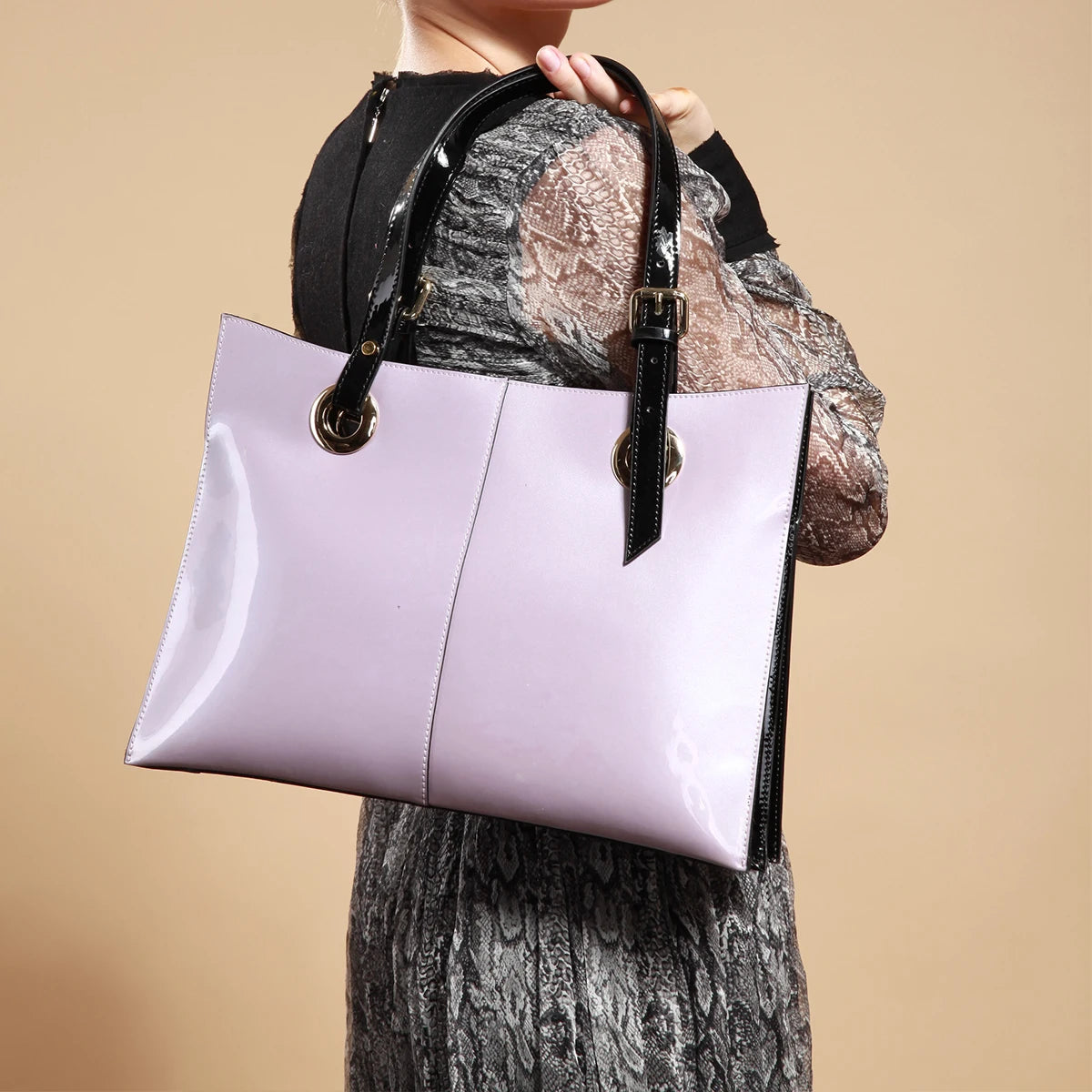 Patent Leather Handbags For Women Designer Luxury Tote Bag Large Capacity