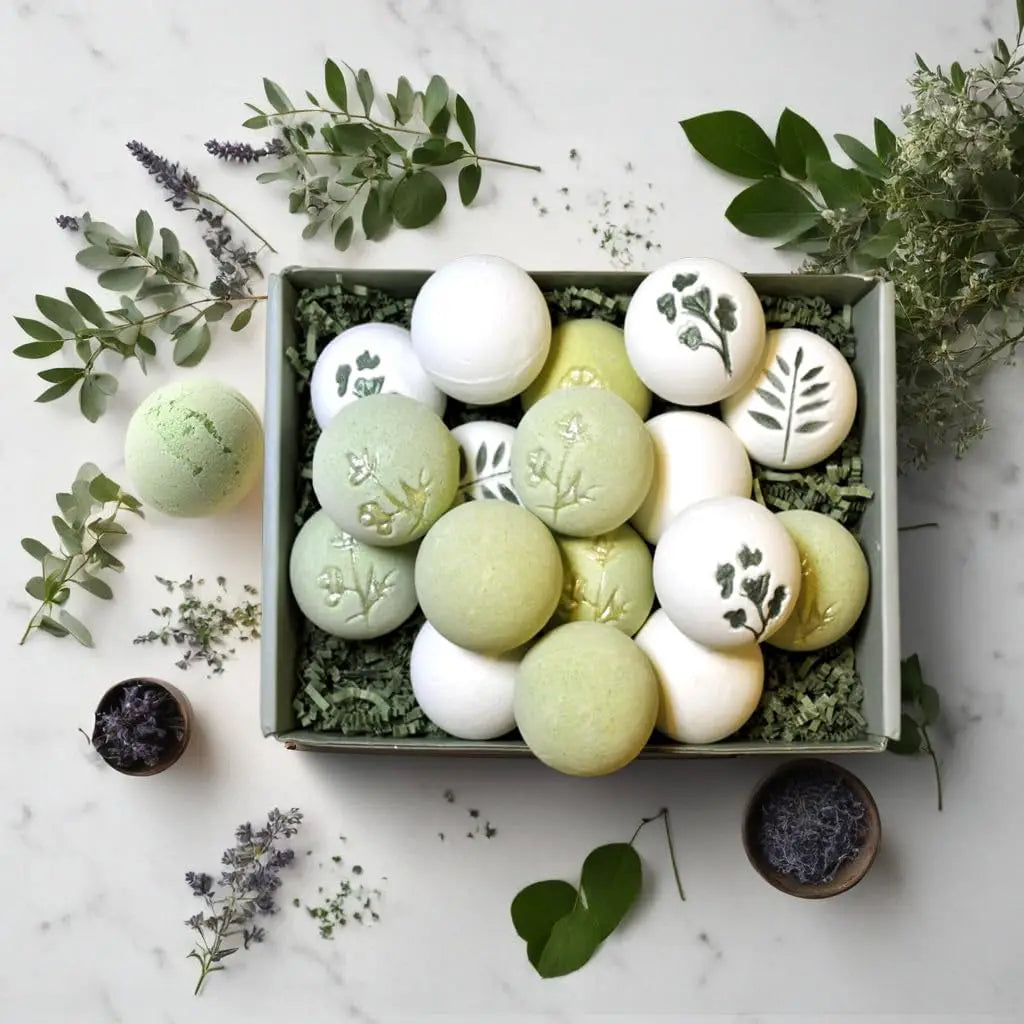 Organic Handmade Bath Bombs for Women, 12 Gift Sets Large, Shea Butter Moisturizing, Essential Oils Aromatherapy