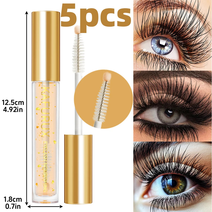 5pcs Nourishing Eyelash and Eyebrow Enhancer Serum Transparent Natural Ingredients for Longer Fuller Thicker Eyebrows Eyelash Korean Makeup Eye Cosmetic for Women Gifts Eye Tools Beauty