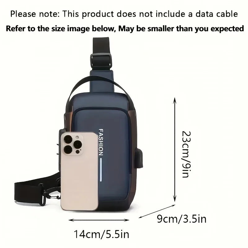 Durable Oxford Sling Bag For Men With Phone Pocket Zipper