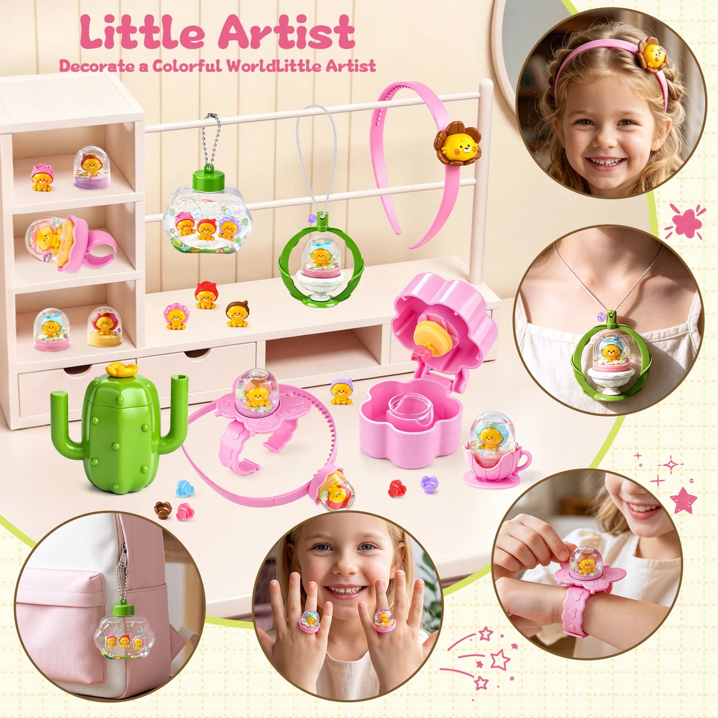 DIY Pretend Play Jewelry Toy, Princess Girls Kids Hair Accessories Necklace Makeup Toy Treasure Chest