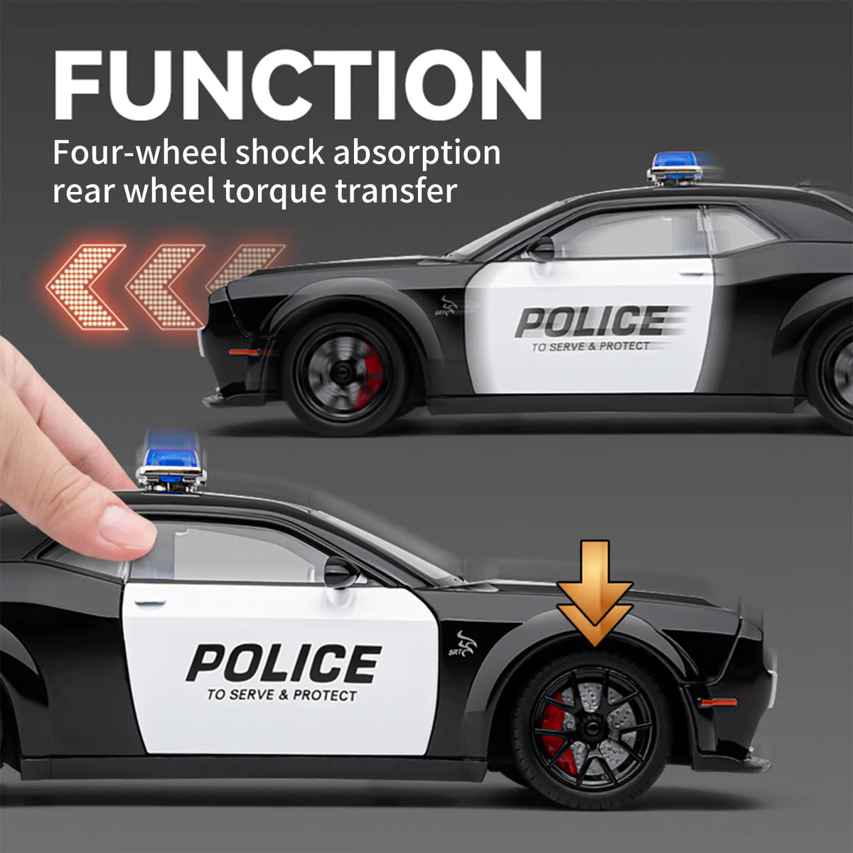 Challenger SRT Hellcat Police Diecast Model With Sound And Lights