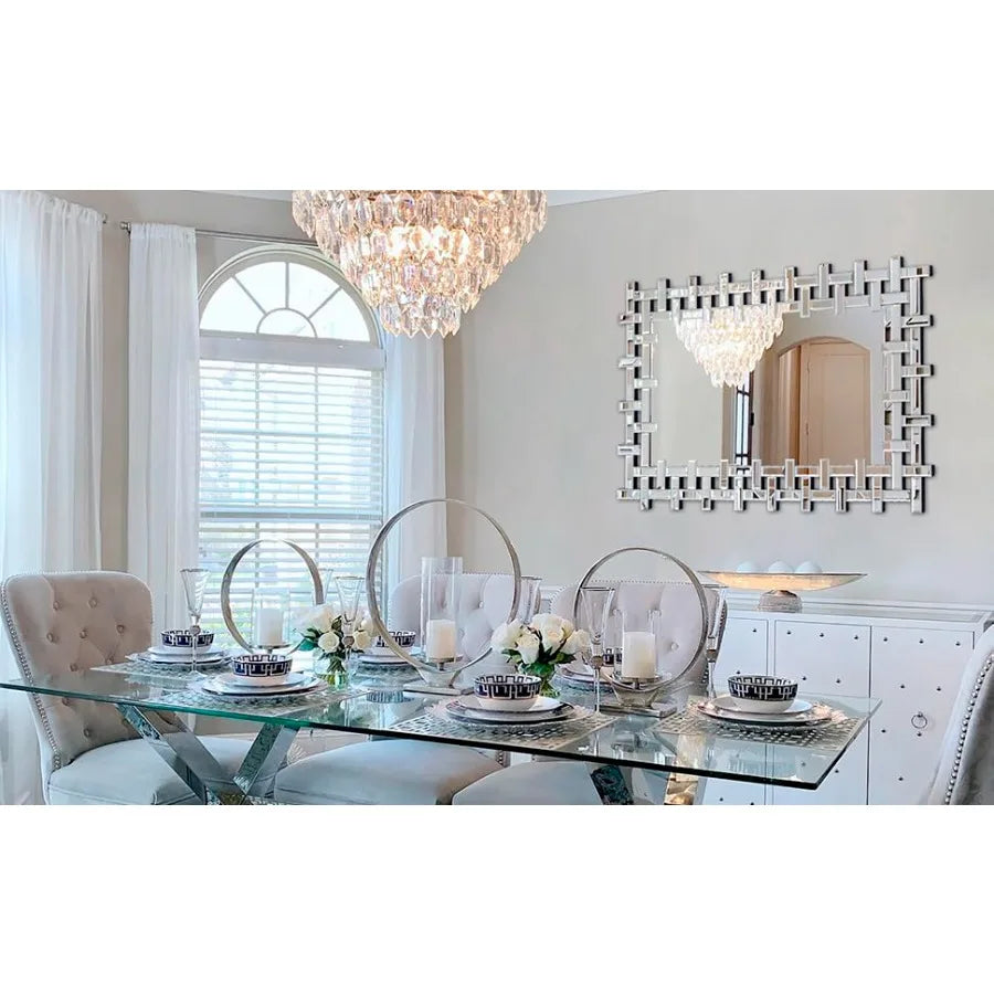 Rectangular Decorative Wall Mirror With Beveled Frame For Living Room