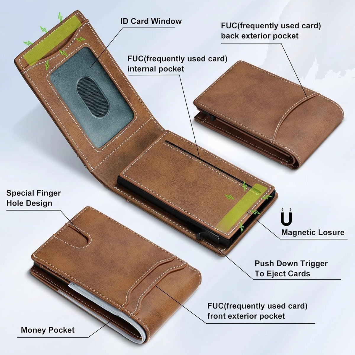 Card Wallet For Men Slim: Smart Rfid Minimalist Front Pocket Pop Up Wallet with ID Window