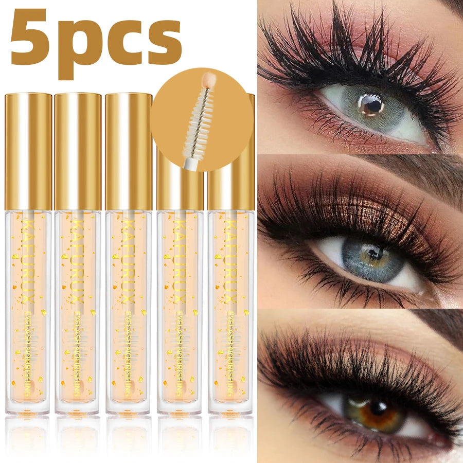 5pcs Nourishing Eyelash and Eyebrow Enhancer Serum Transparent Natural Ingredients for Longer Fuller Thicker Eyebrows Eyelash Korean Makeup Eye Cosmetic for Women Gifts Eye Tools Beauty