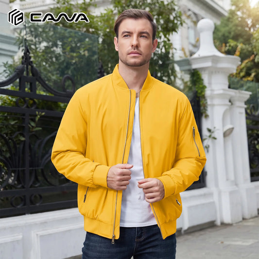 Cavva Men's Padded Windbreaker Jacket With Zipper Pockets For Travel