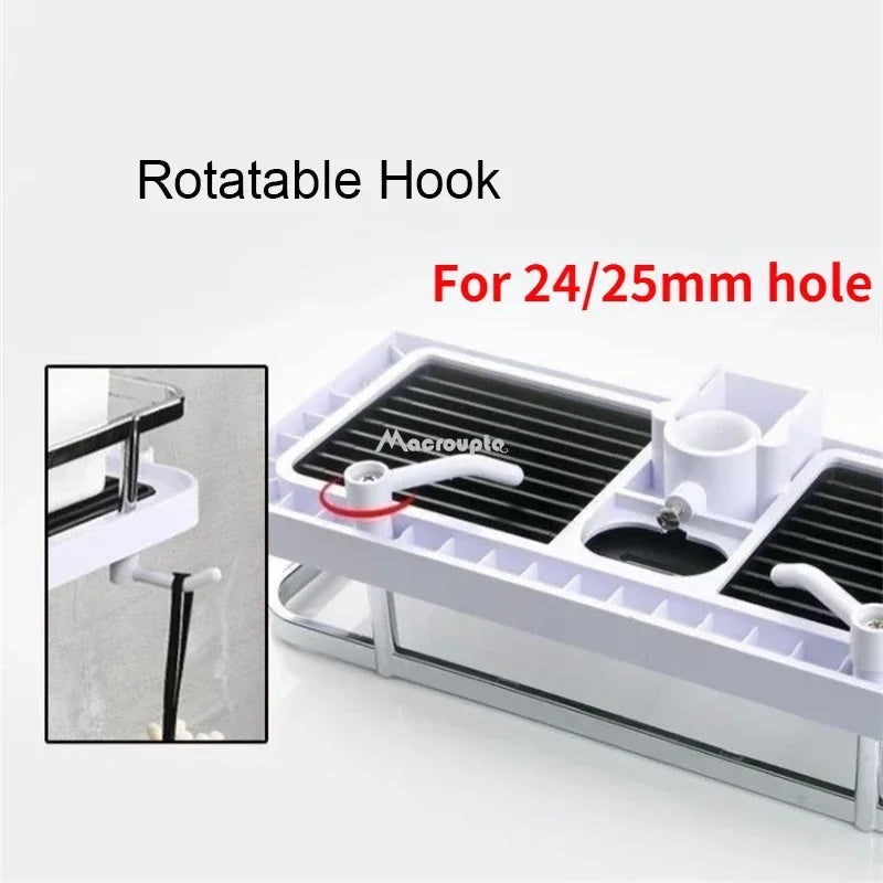 Wall Mounted Shower Storage Rack Organizer No Drill With Shelves
