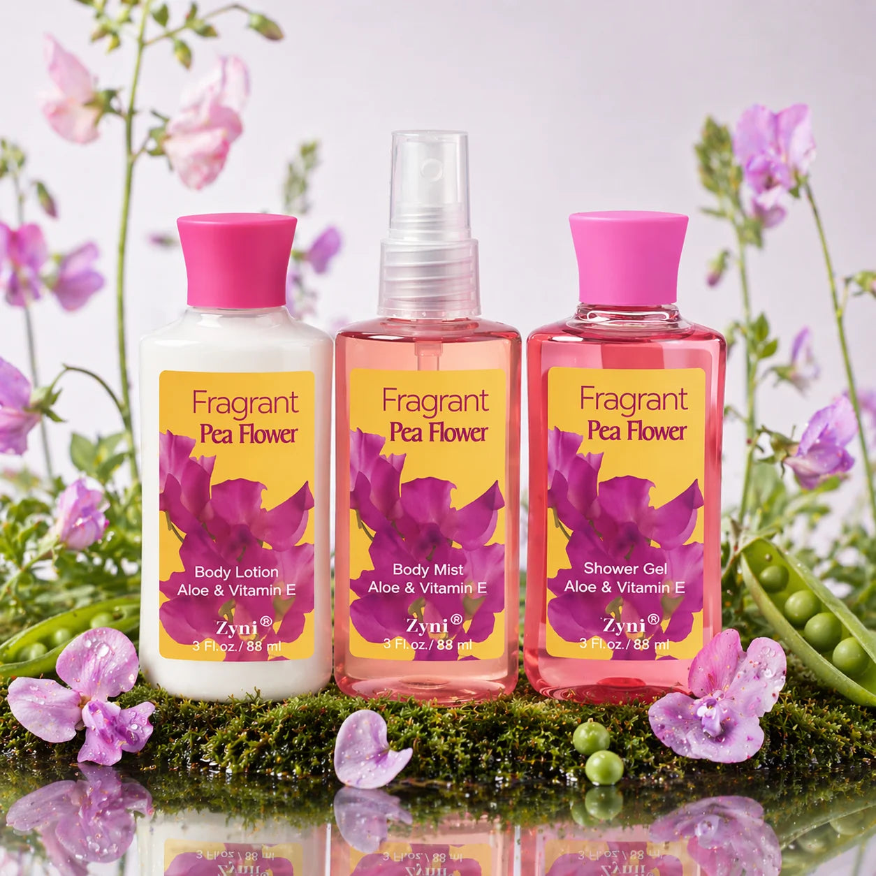 Mother’s Day Gift Set – Travel Bath & Body Kit (88ml Shower Gel, 88ml Body Lotion, 88ml Body Mist) Luxurious Foam, Fresh Deodori