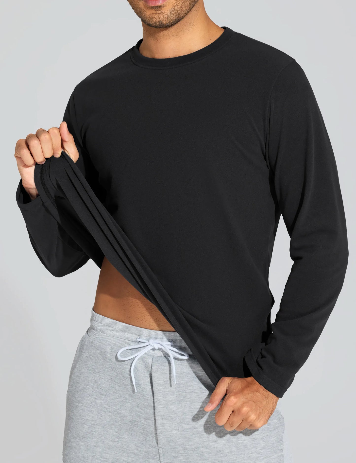 THE GYM PEOPLE Men's Long Sleeve Base Layer Thermal Shirts Stretchy Crewneck Basic Casual Pullover Undershirt Tee Tops
