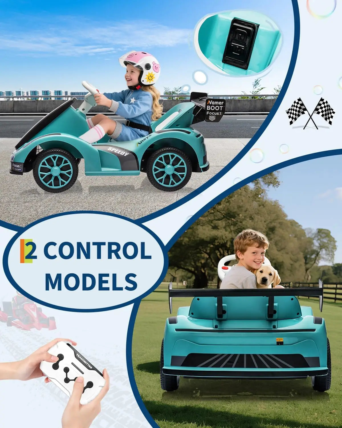 Kids Electric Drift Go Kart, Dual Motor Ride-on Car with LED Lights, Safety Belt & 2.4G Remote Control for Ages 3-12 Years