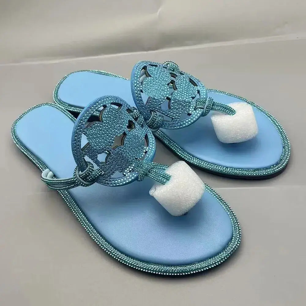 Luxury Brand Famous Designer Flat Sandals for Summer Wear Low-heeled Bohemian Beach Shoes Flip-flops Correct Version Slippers